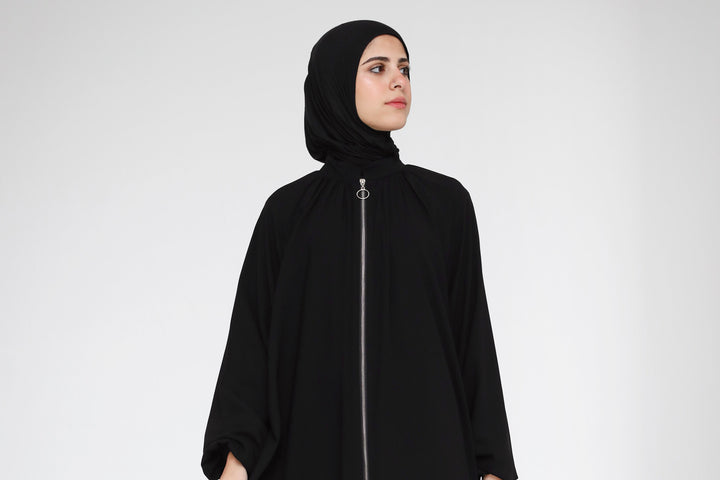 Full Zipper Gather Abaya