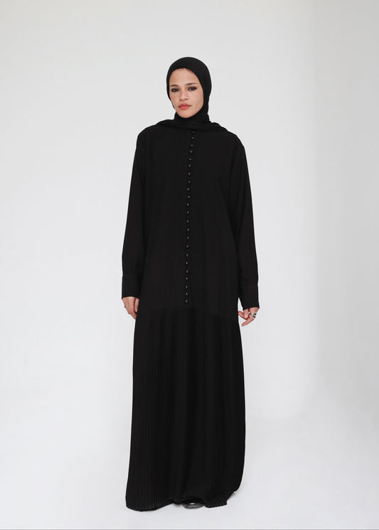 Buttoned Pleated Abaya