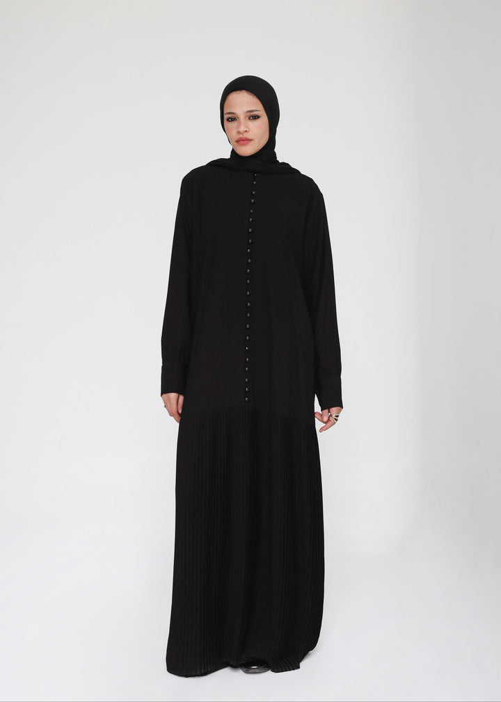 Buttoned Pleated Abaya