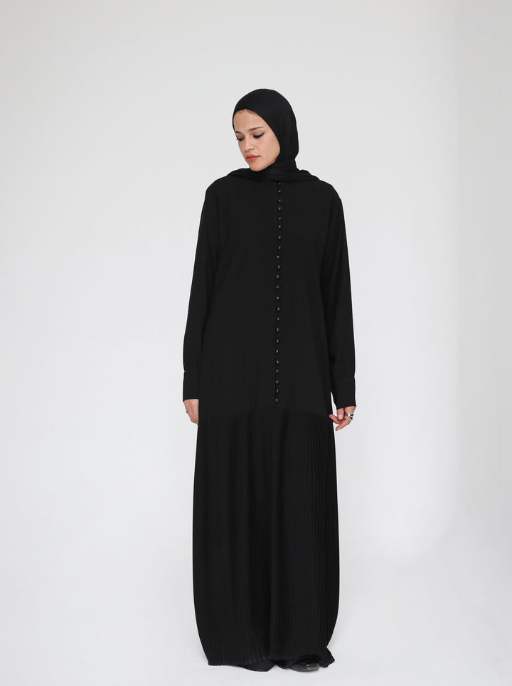 Buttoned Pleated Abaya