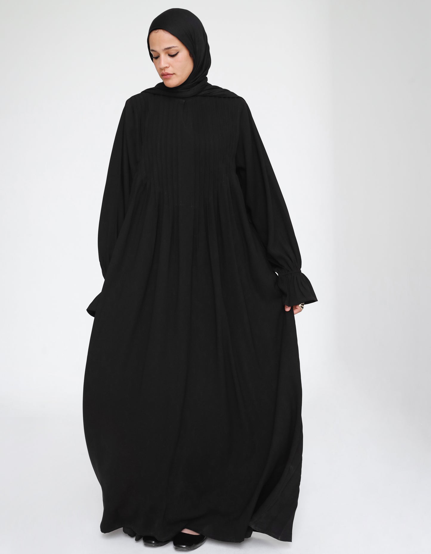 Front Pleated Abaya Dress