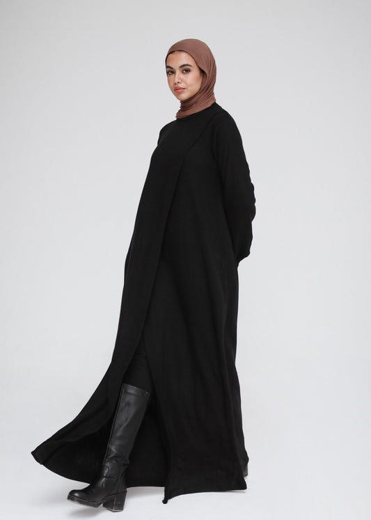 The Knit Overlap Tunic In Black