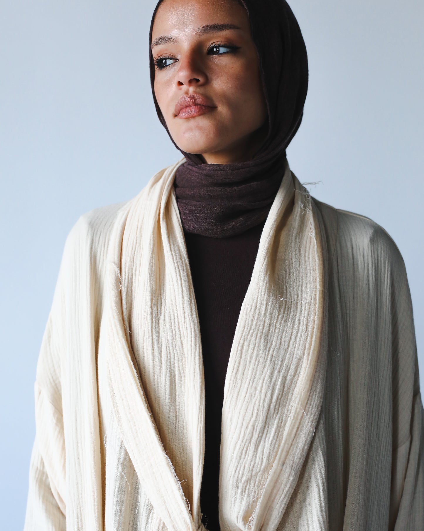 The Breezy Flow Muslin Cardigan in Butter cream