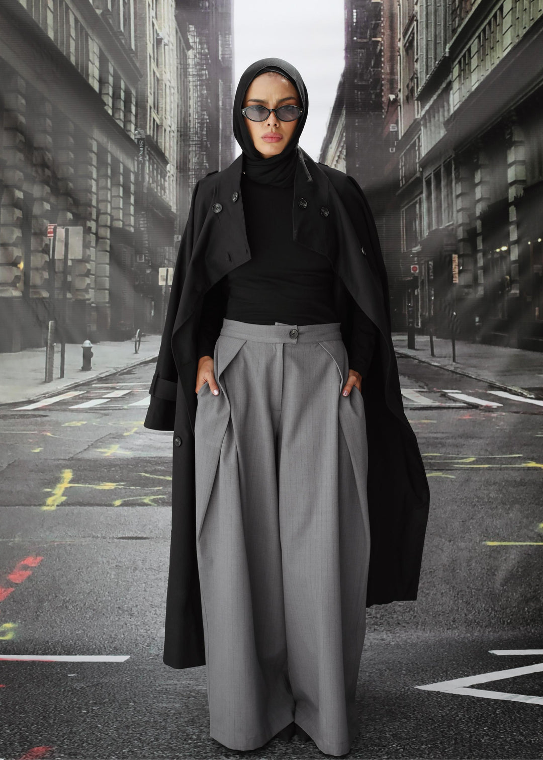 The City Pleat Pants In Gray