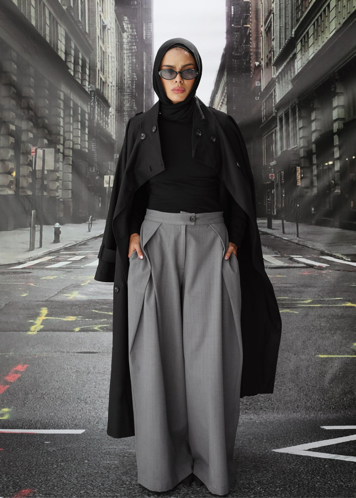 The City Pleat Pants In Gray