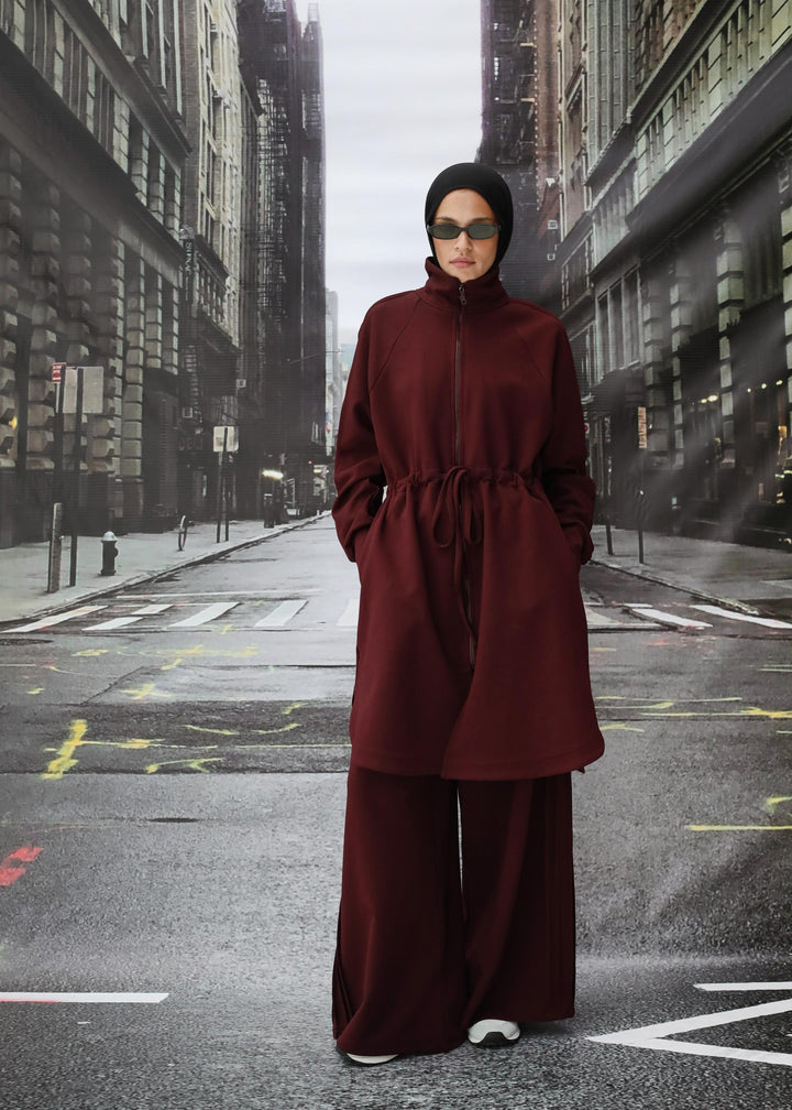 The Sporty Pleats Set In Burgundy