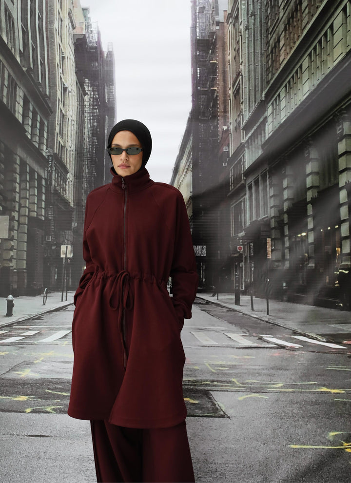 The Sporty Pleats Set In Burgundy