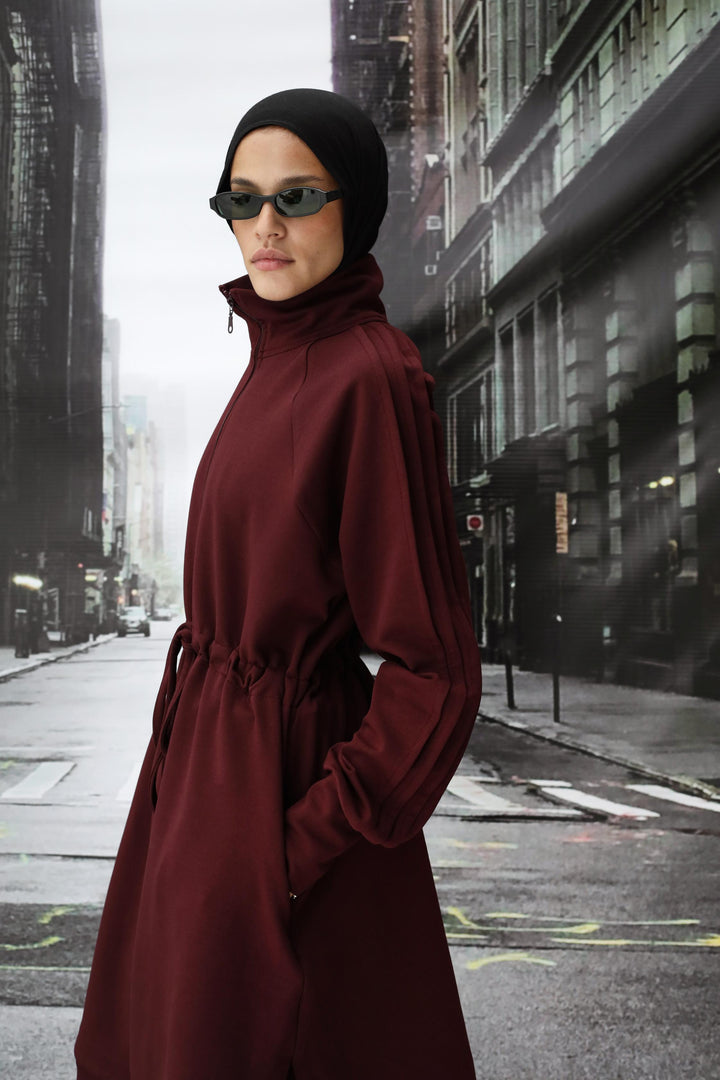 The Sporty Pleats Set In Burgundy