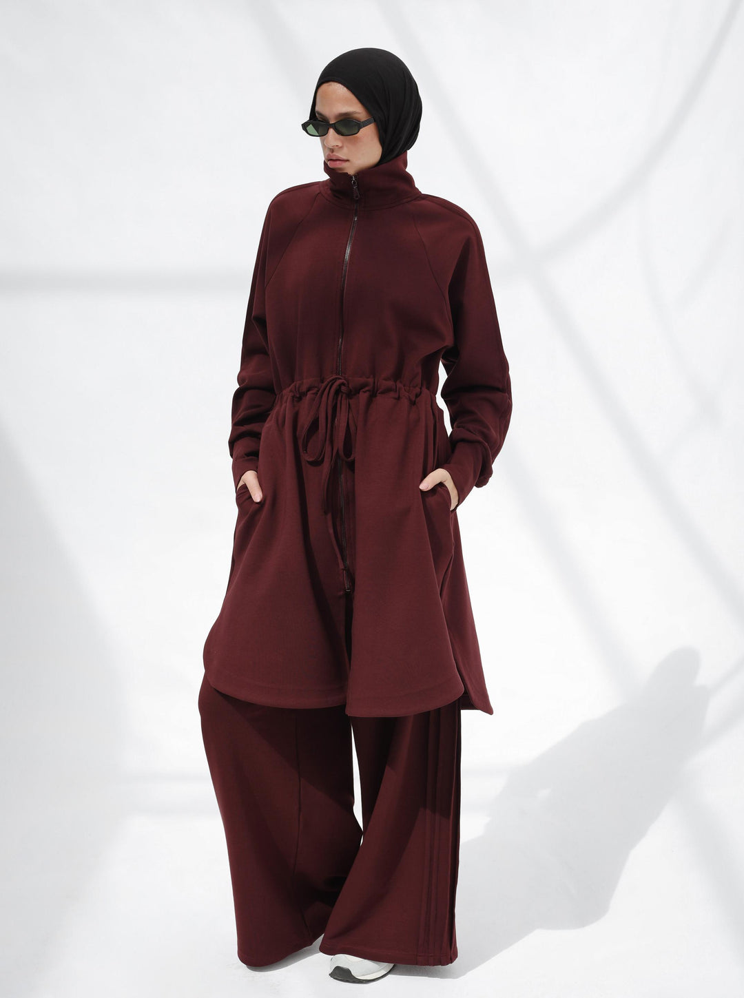 The Sporty Pleats Set In Burgundy