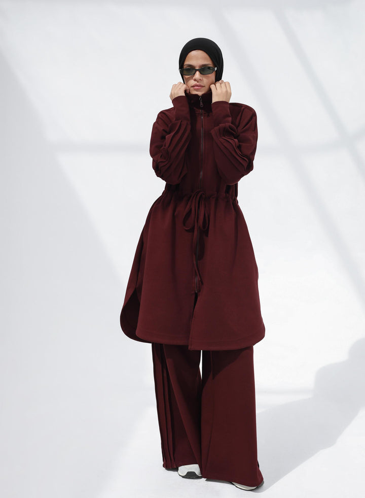 The Sporty Pleats Set In Burgundy