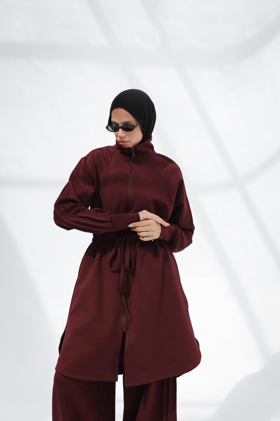 The Sporty Pleats Set In Burgundy