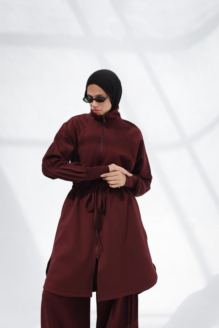 The Sporty Pleats Set In Burgundy
