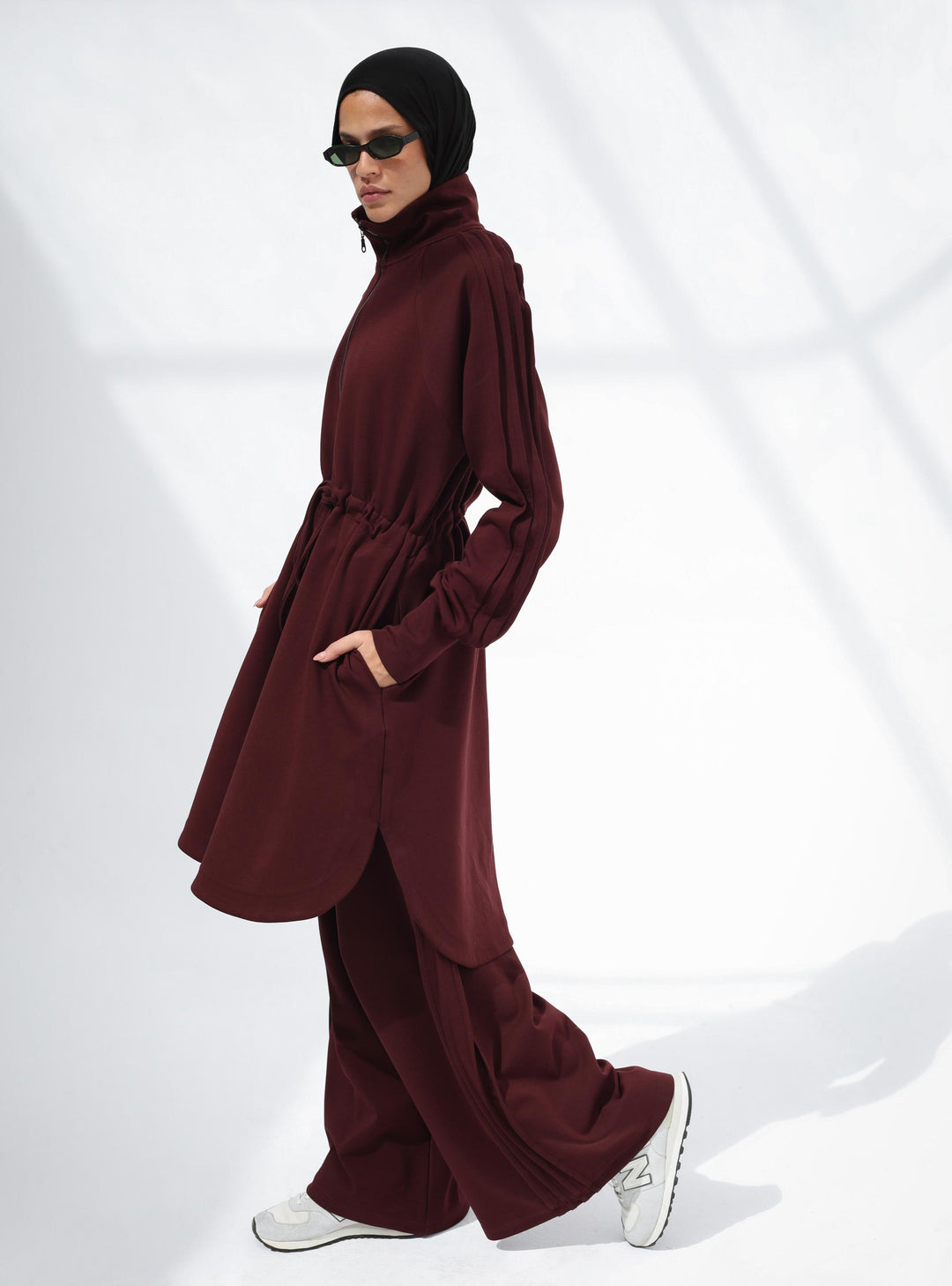 The Sporty Pleats Set In Burgundy