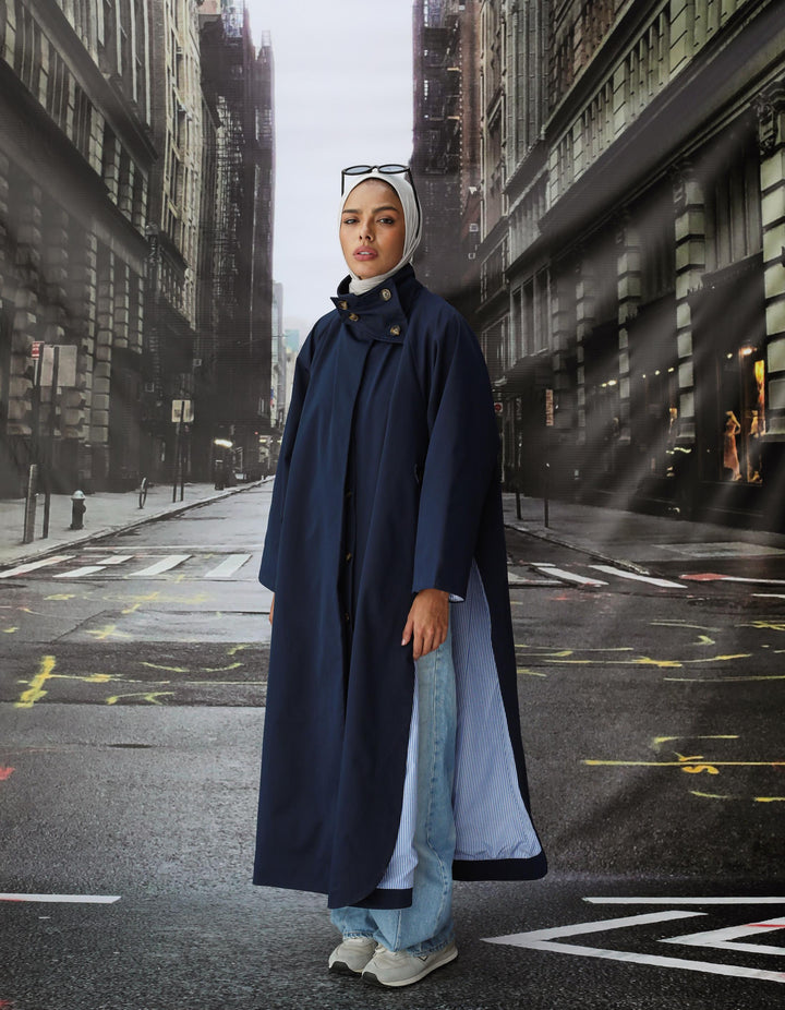 The City Cape In Navy Blue
