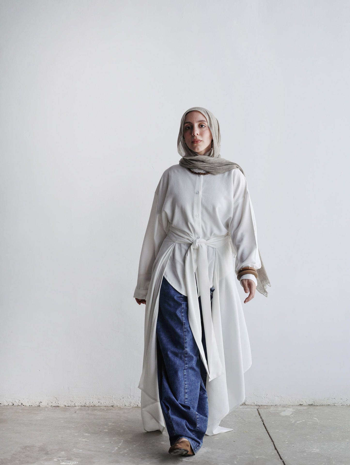 Overlay Wrap Shirt In White