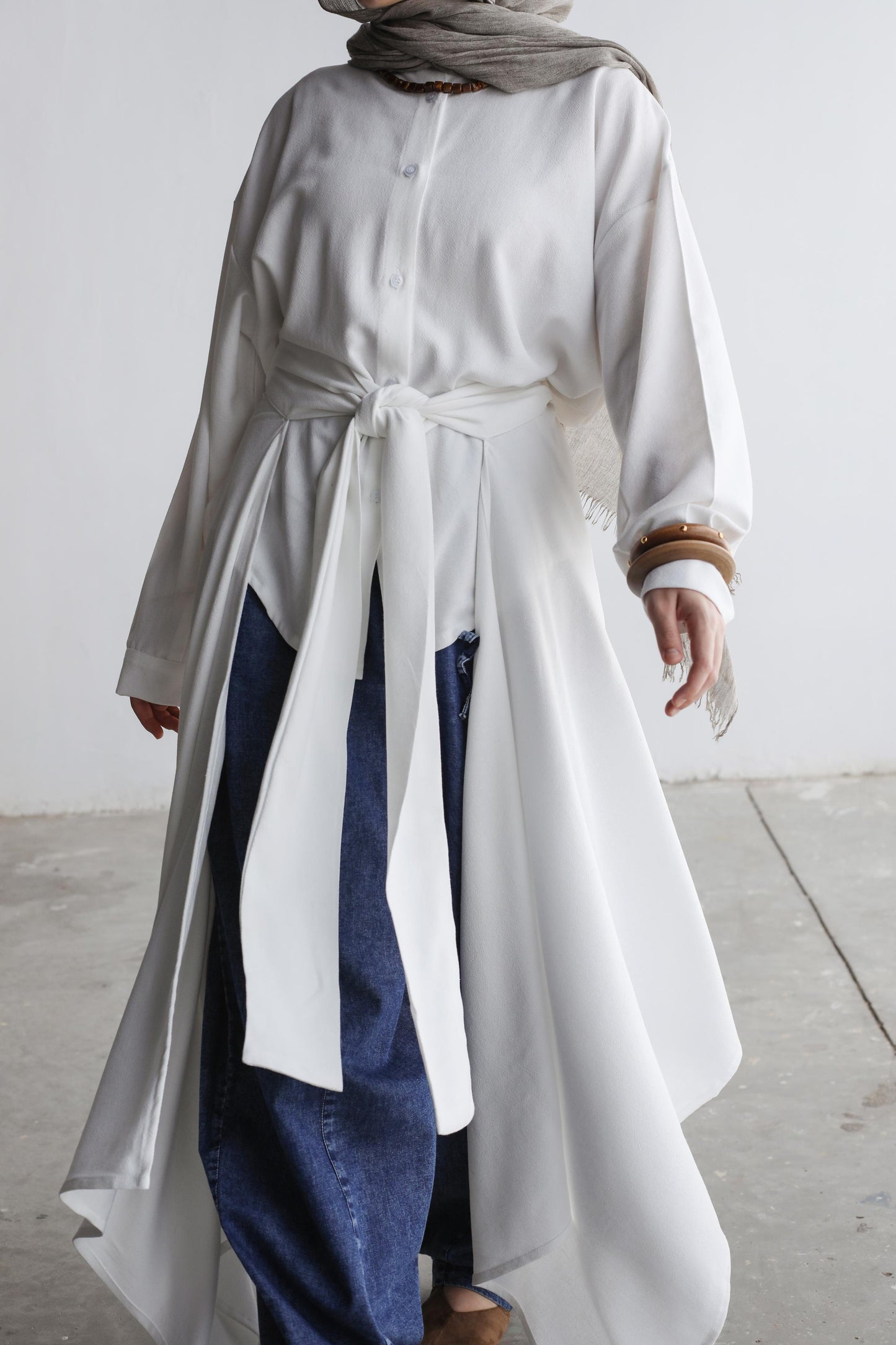 Overlay Wrap Shirt In White