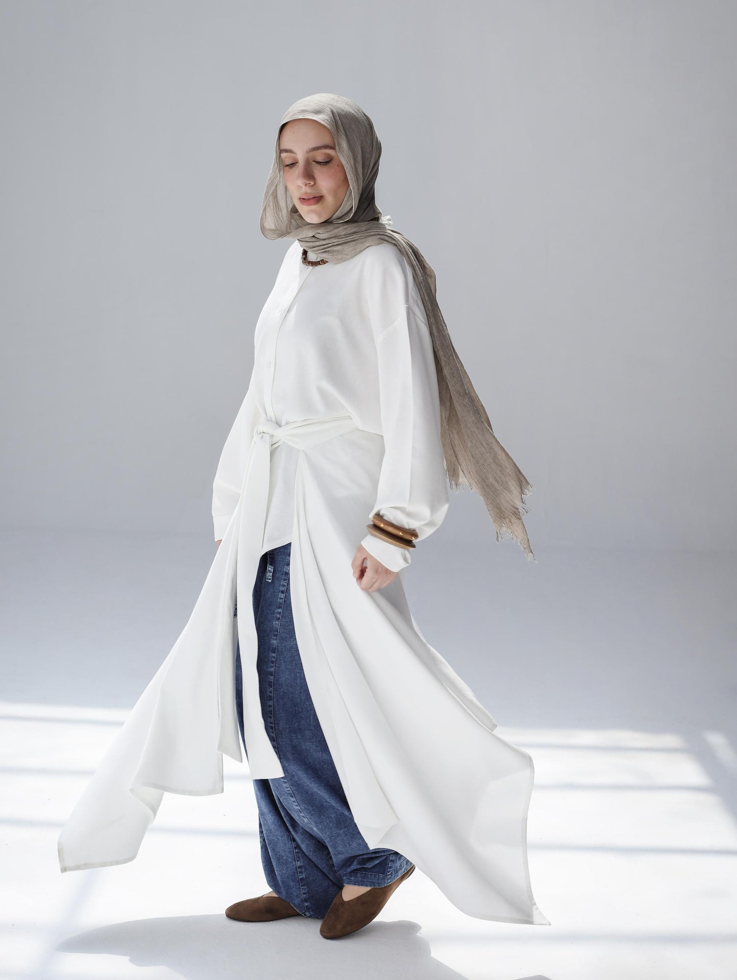 Overlay Wrap Shirt In White
