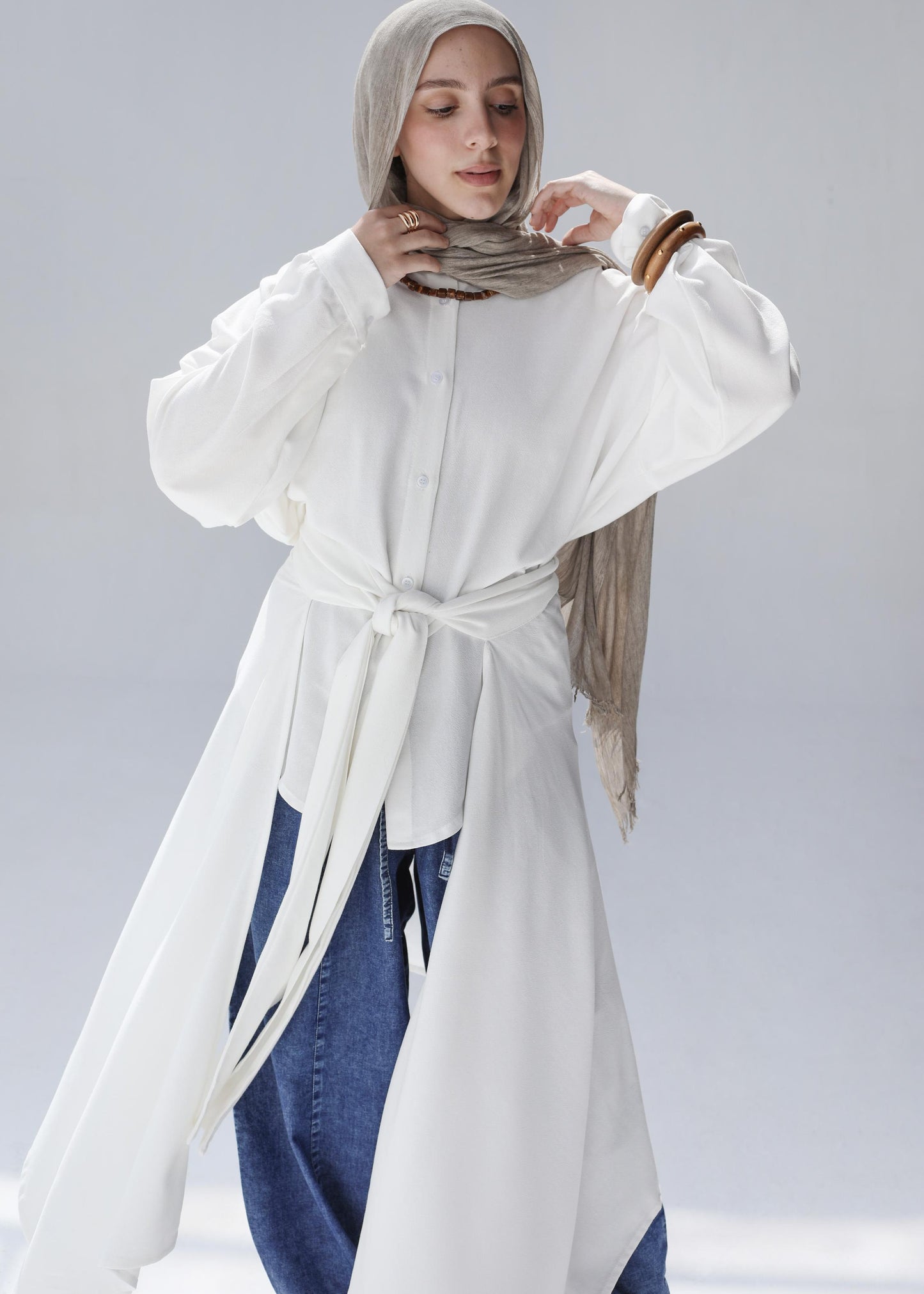 Overlay Wrap Shirt In White