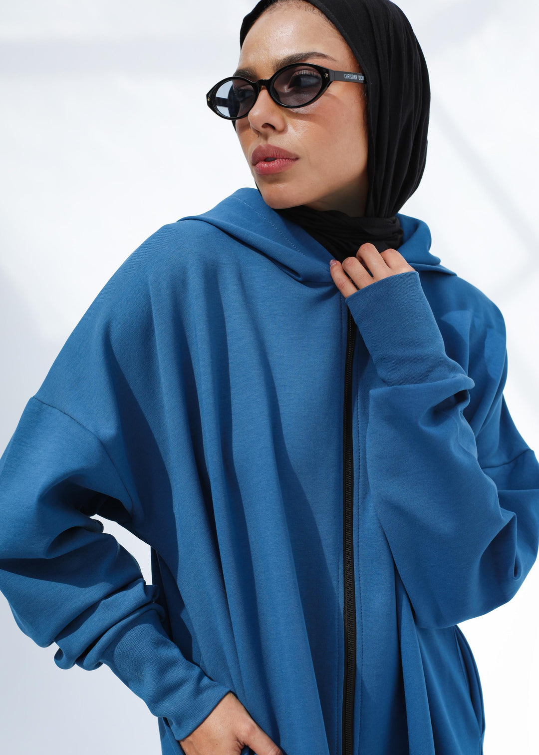 The Balloon Zip Hoodie In Dark Teal