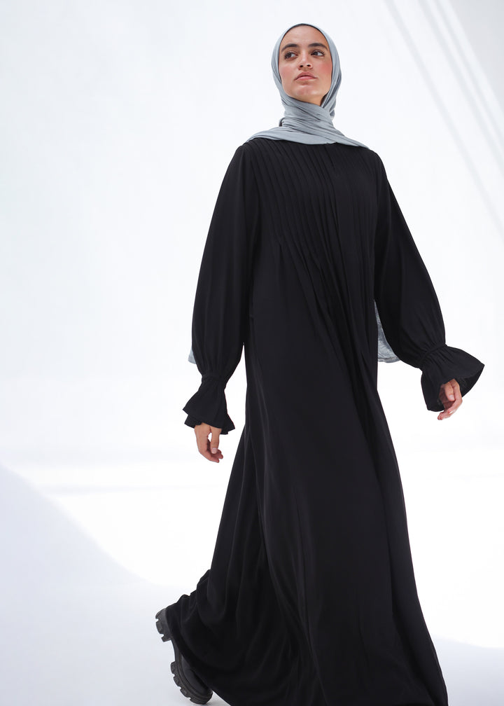 Front Pleated Abaya Dress