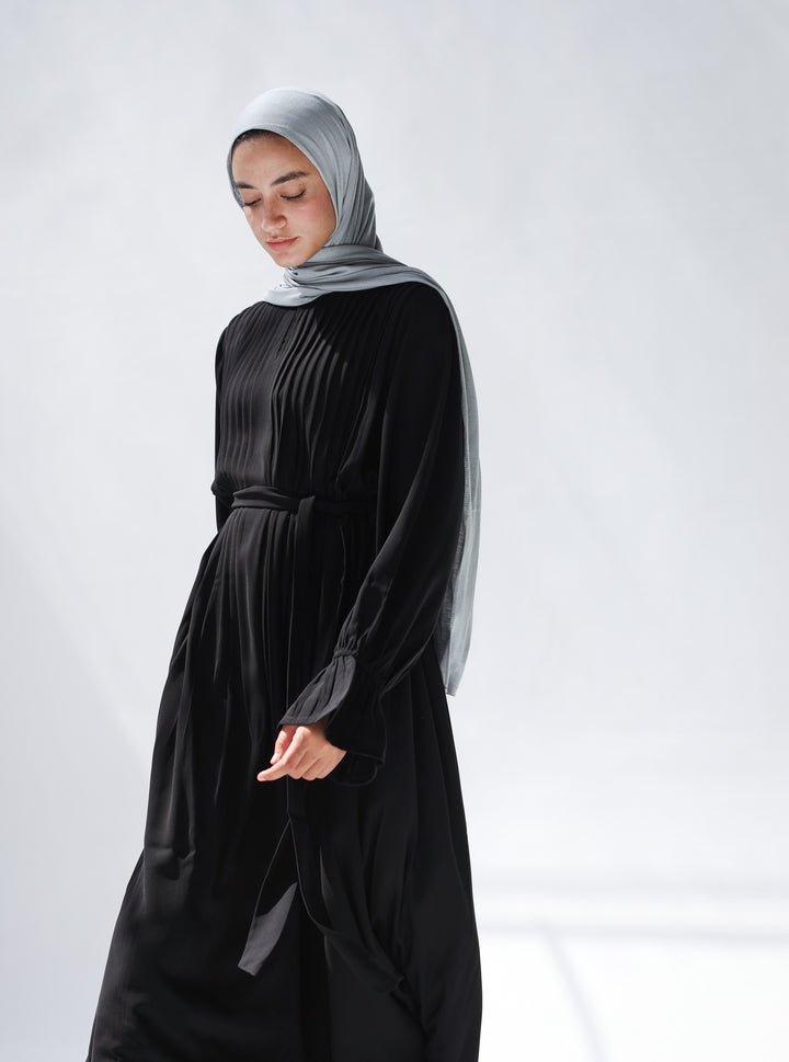 Front Pleated Abaya Dress