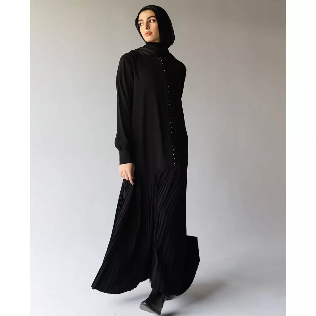 Buttoned Pleated Abaya
