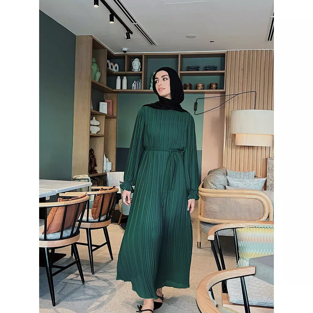 Pleated Dress In Green