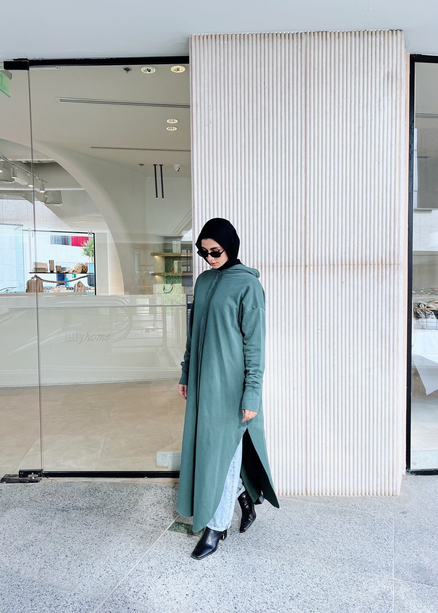 Rounded Hoodie In Green