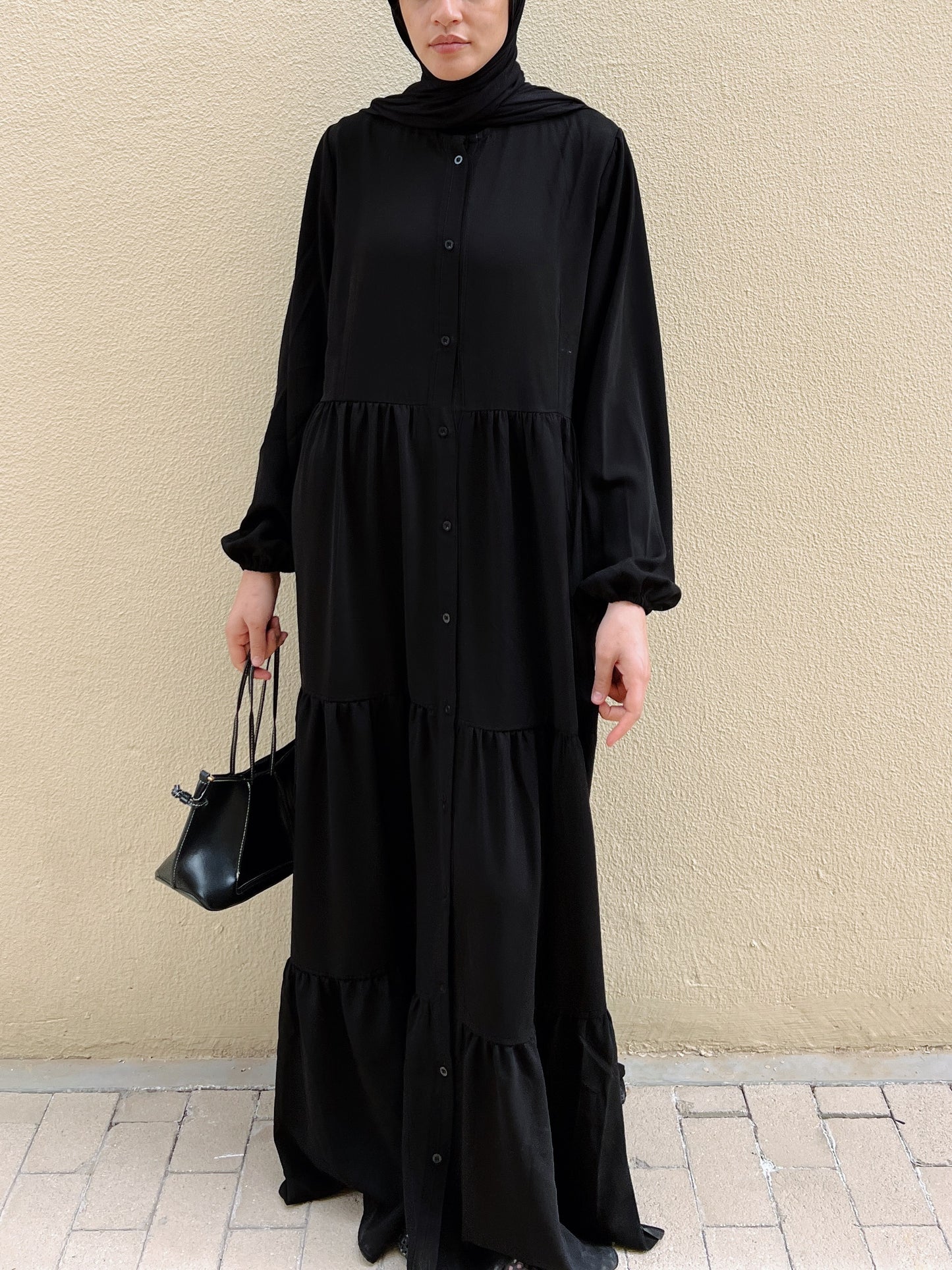 Layered buttoned Abaya
