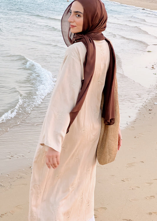 Embroidered Serenity cardigan Beige