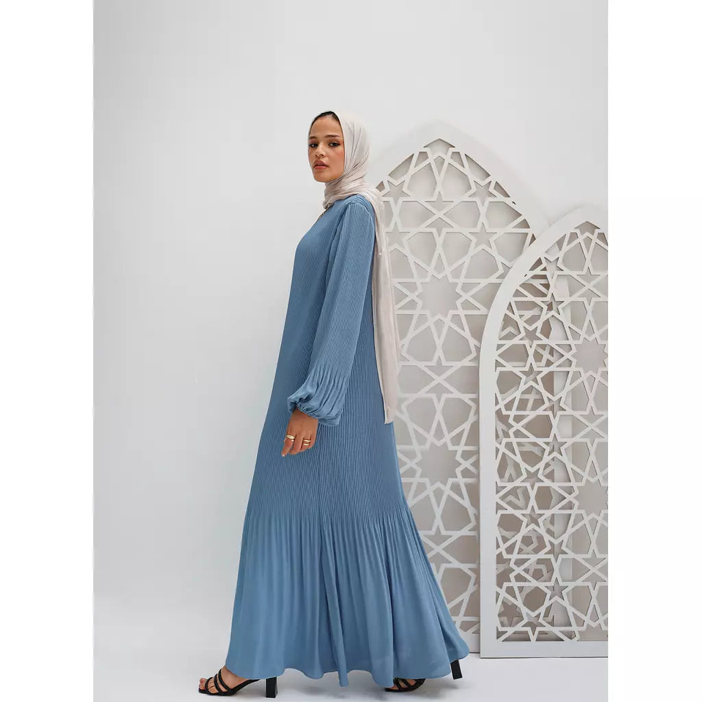 Dreamy Swirl Dress In Sky Blue