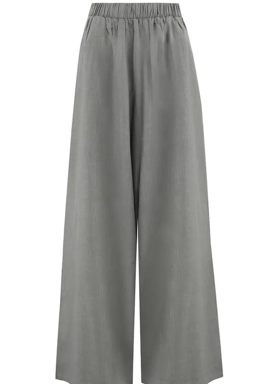 Wide leg Linen Pants In Olive