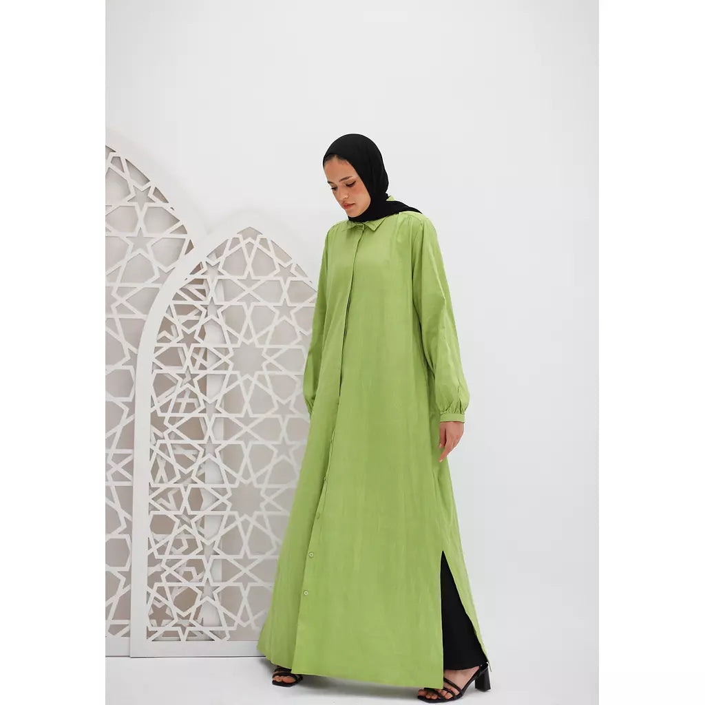 Maxi Linen Shirt In Apple Green