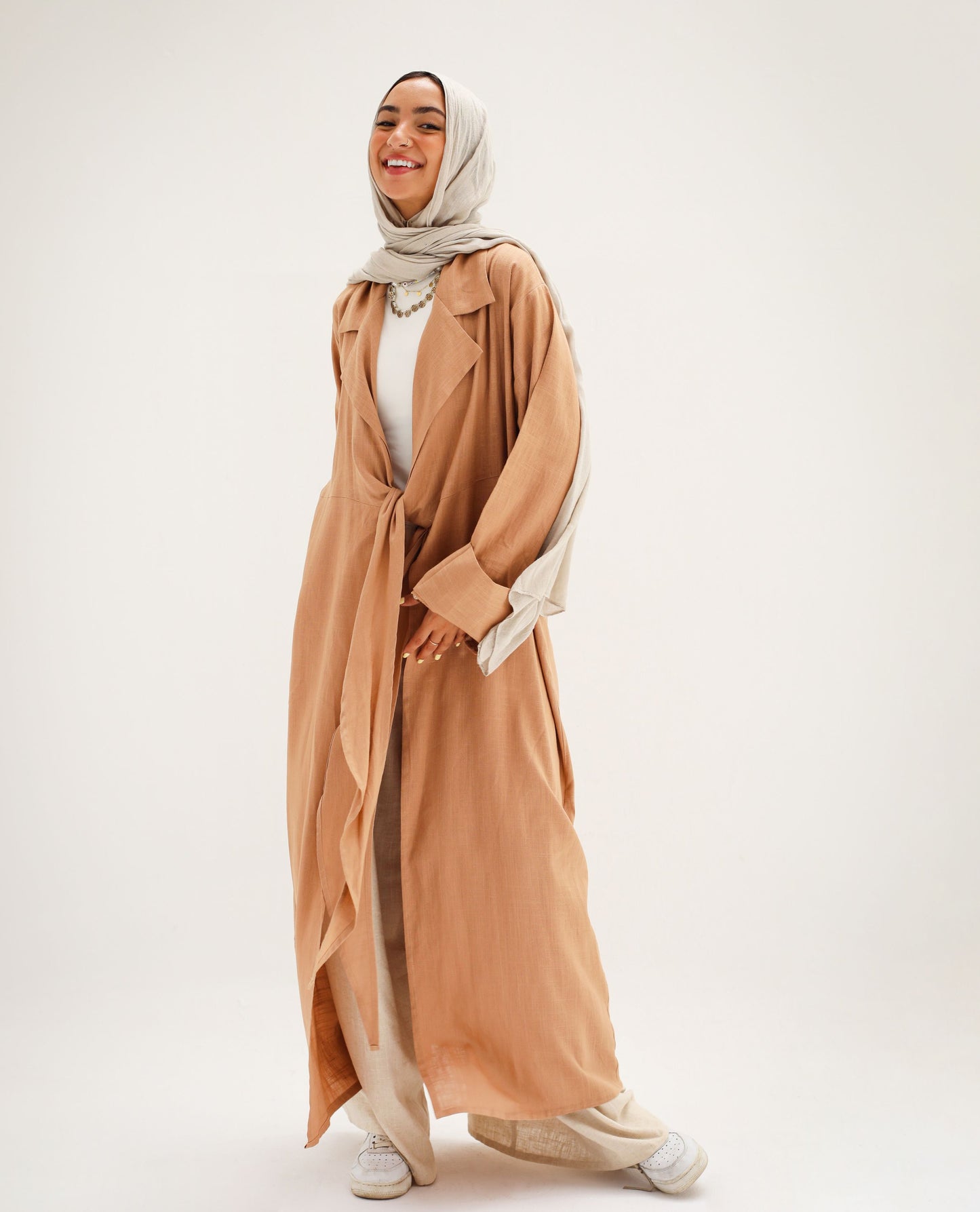 Desk-to-dinner Kimono in Camel