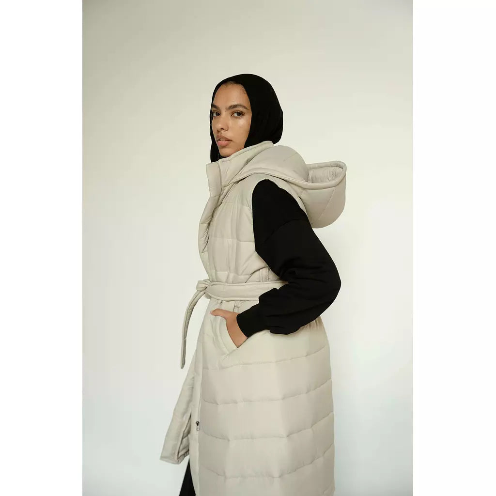 Puffer Vest In Beige