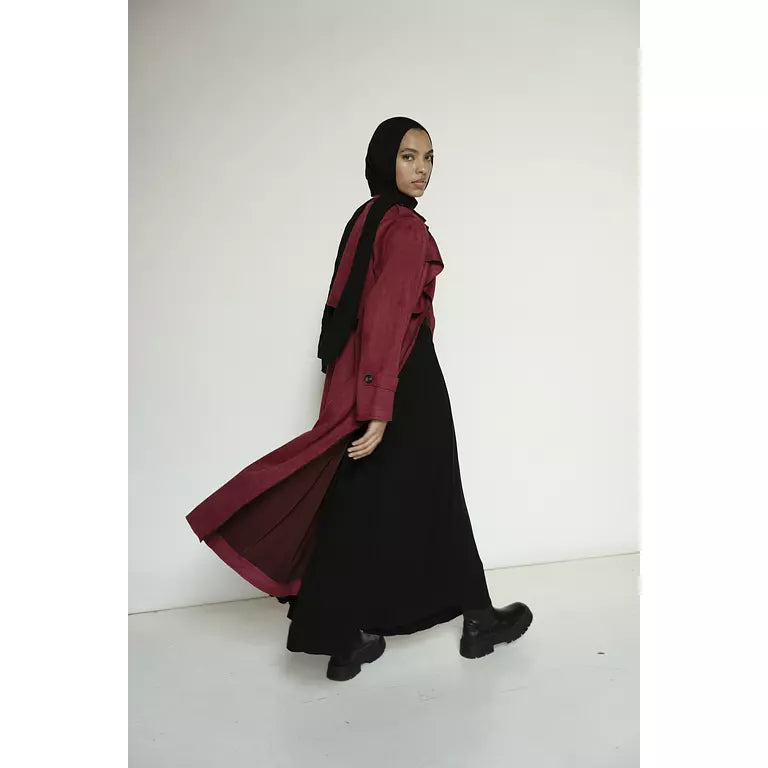 Suede Coat in Burgundy