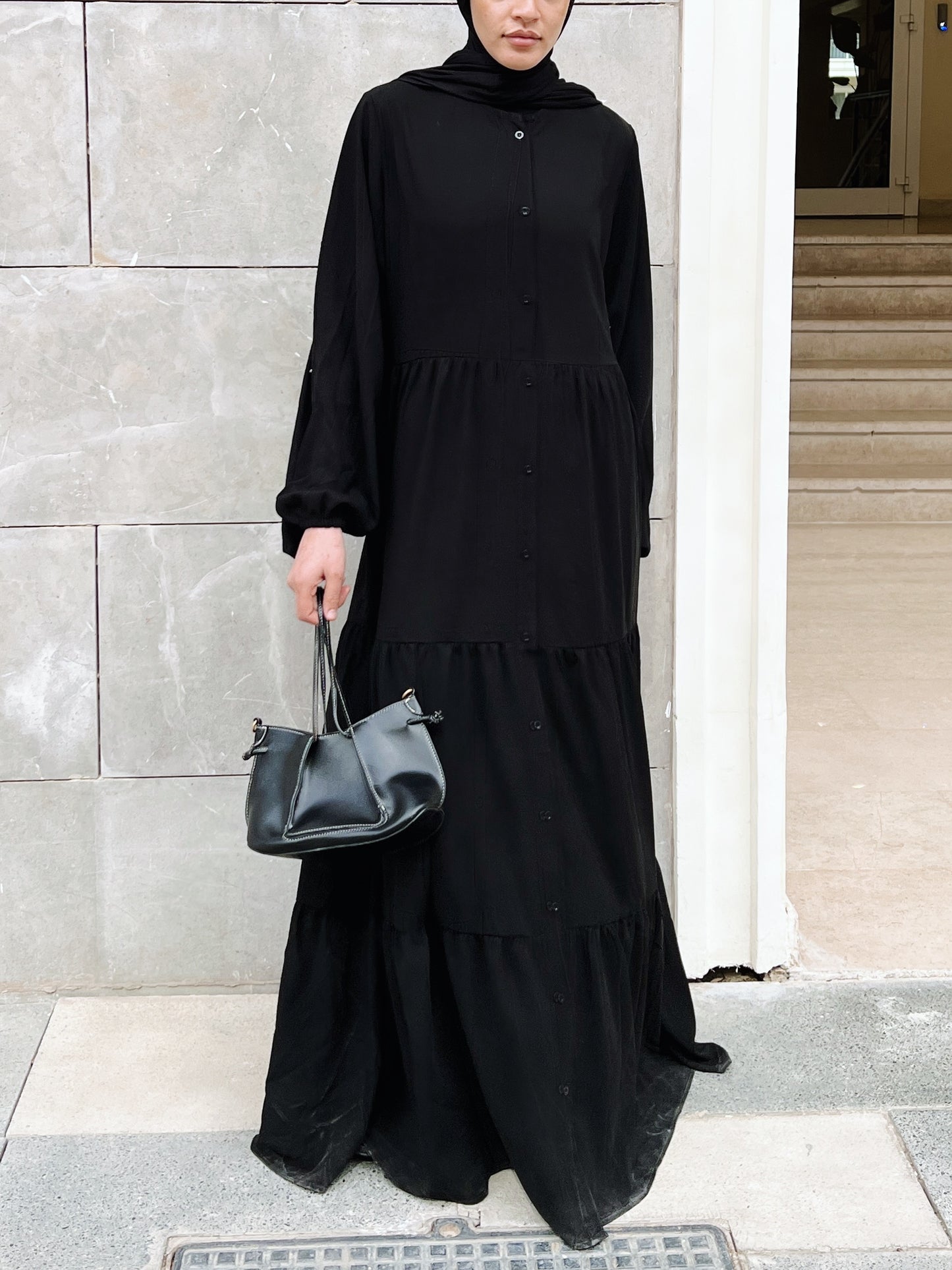 Layered buttoned Abaya