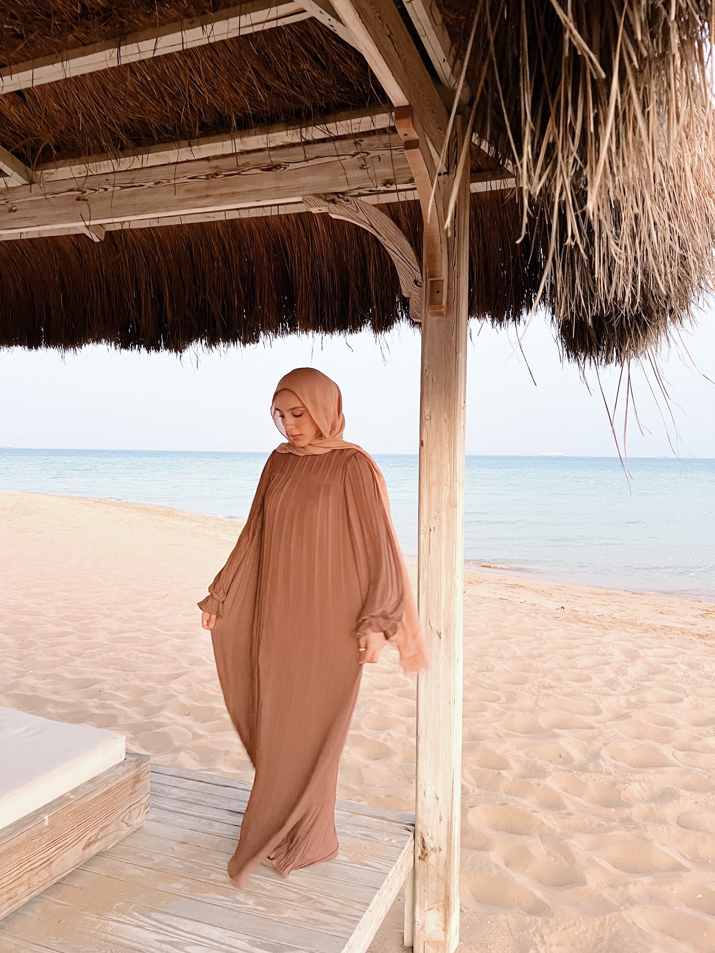 Pleated Dress In Brown