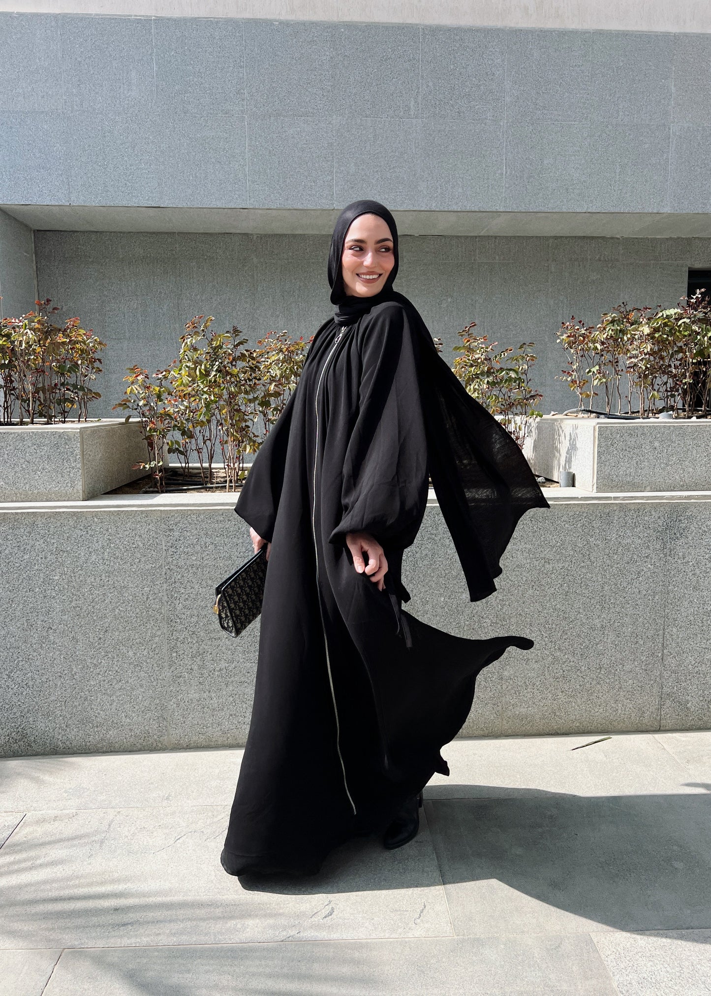 Full Zipper Gather Abaya