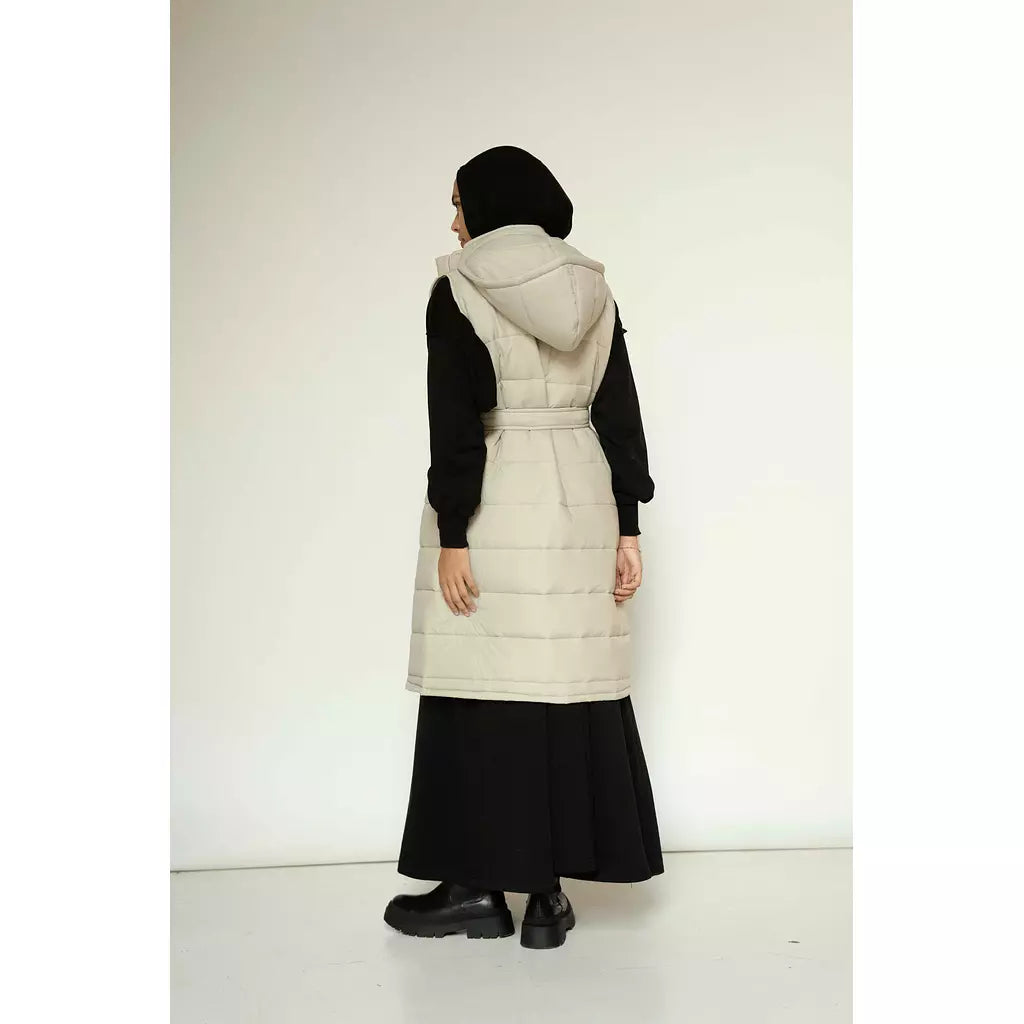 Puffer Vest In Beige