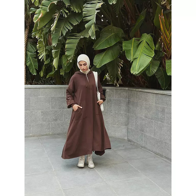 Milton Hoodie Dress In Brown
