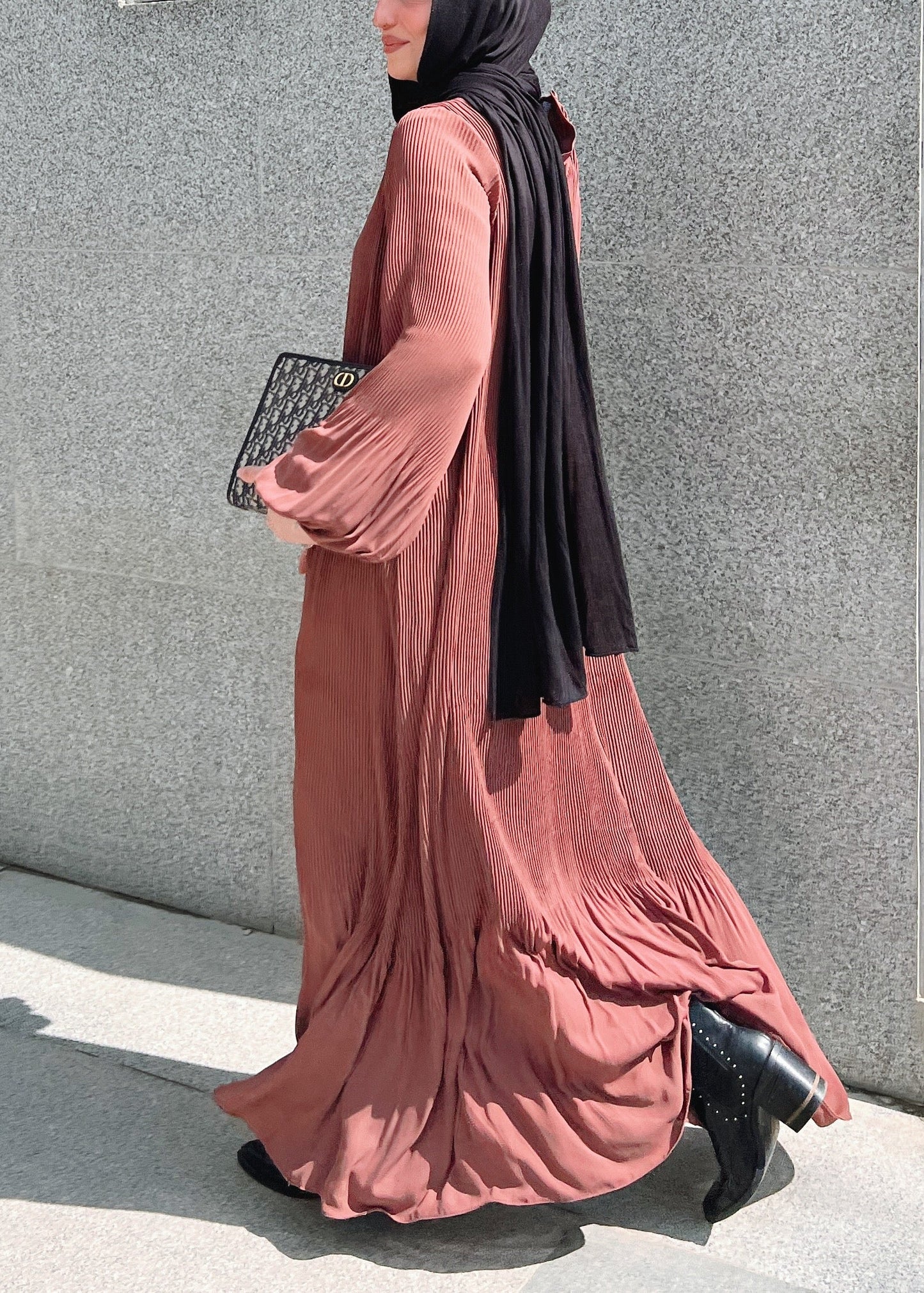 Dreamy Swirl Dress In Brick Red
