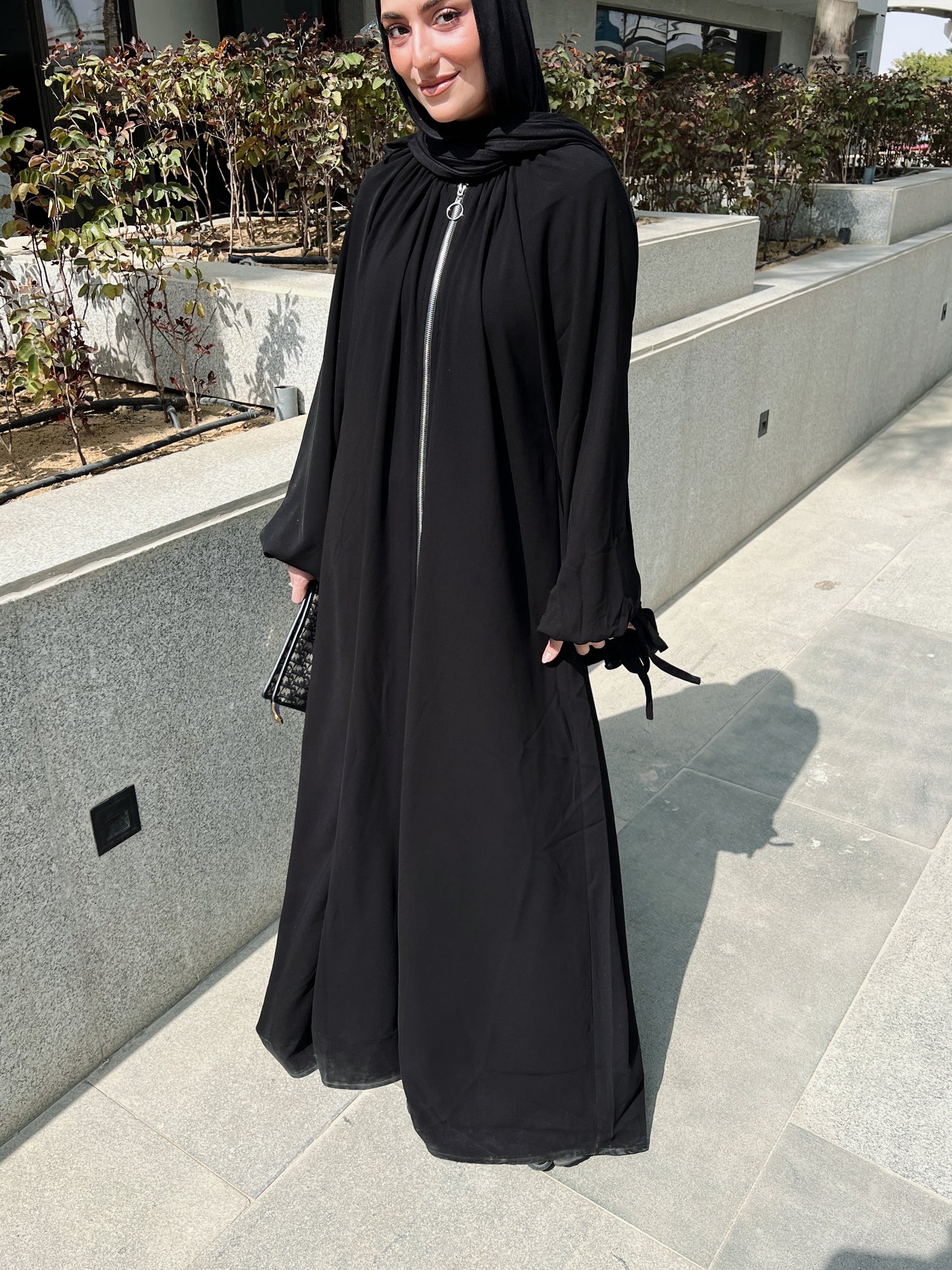 Full Zipper Gather Abaya