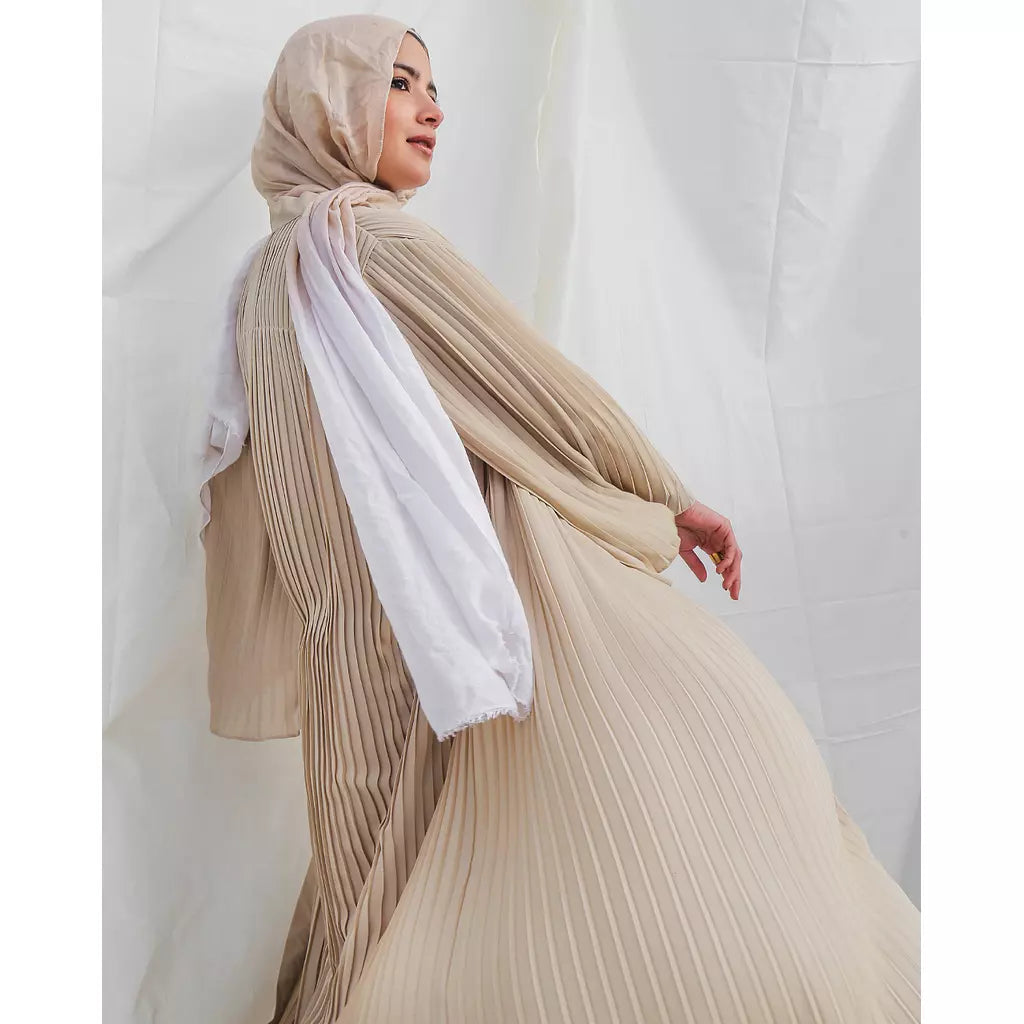 Beige Pleated Kaftan