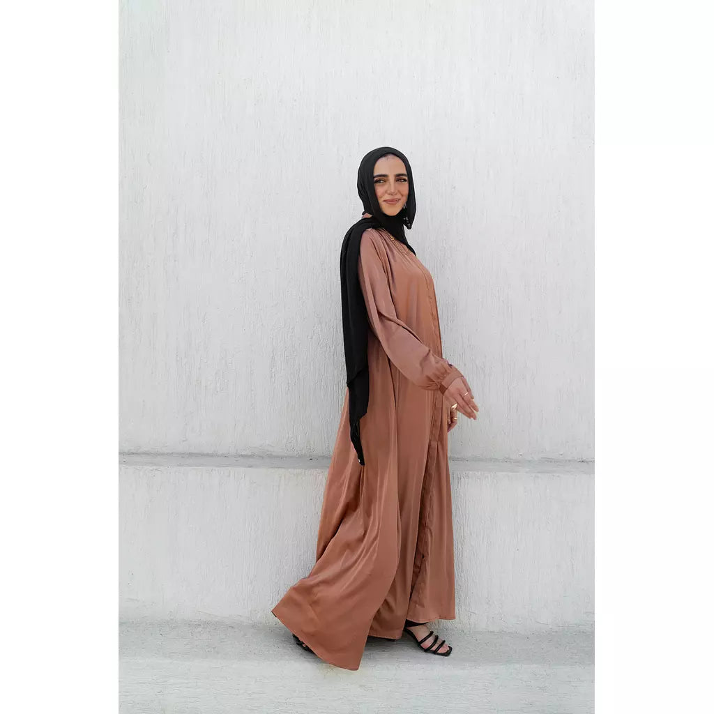 Tan Maxi Satin Shirt