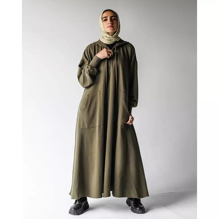 Milton Hoodie Dress In Olive