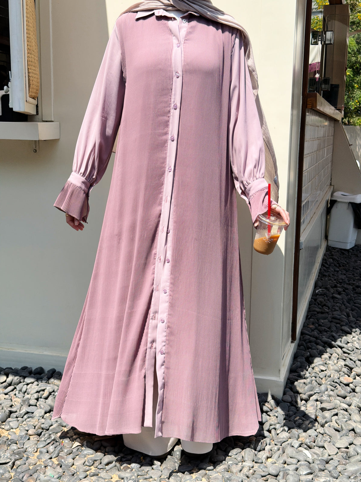 Timeless Pleated Shirt Dress in Cashmere