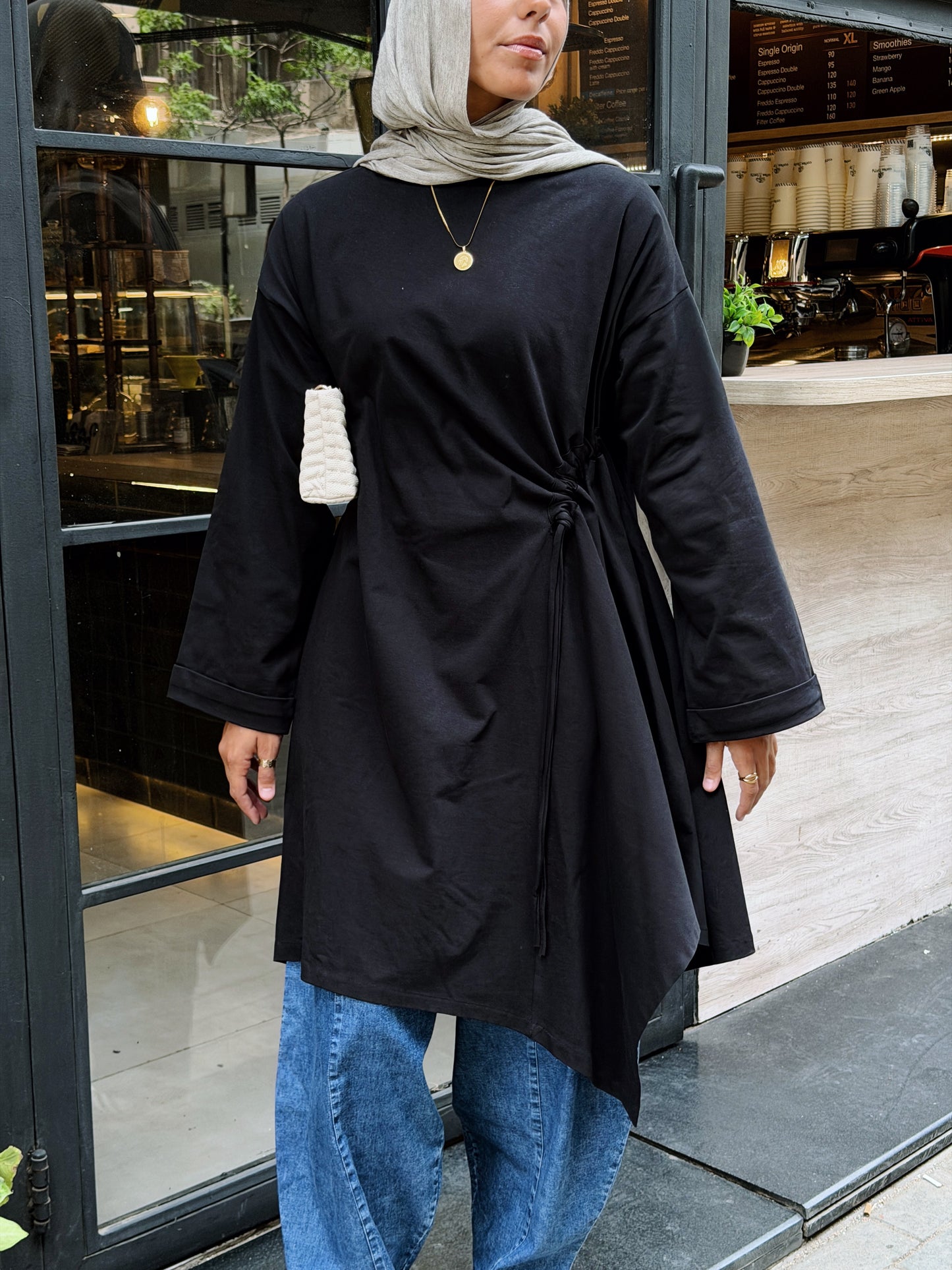 Breeze Drawstring Top In Black