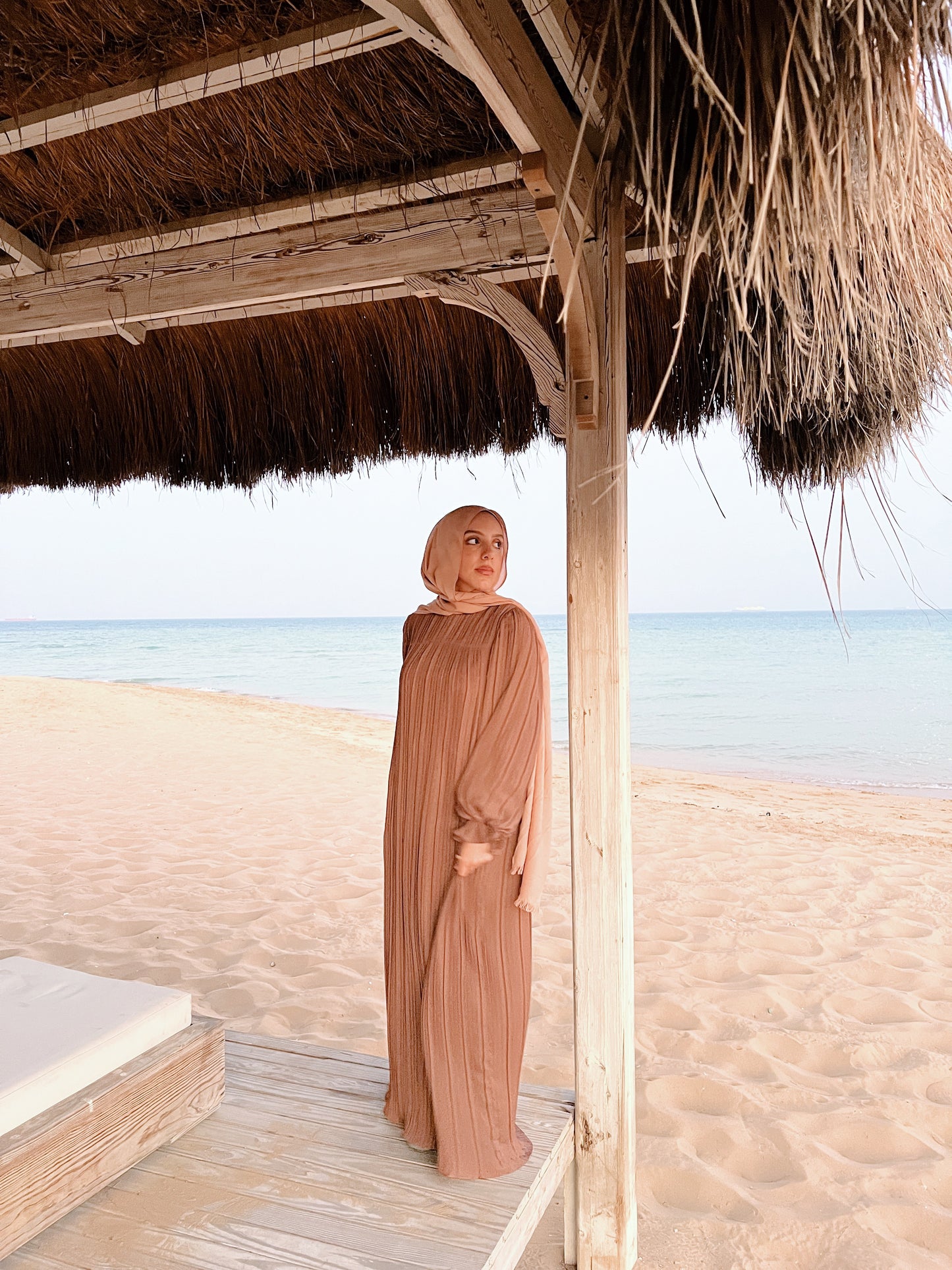 Pleated Dress In Brown