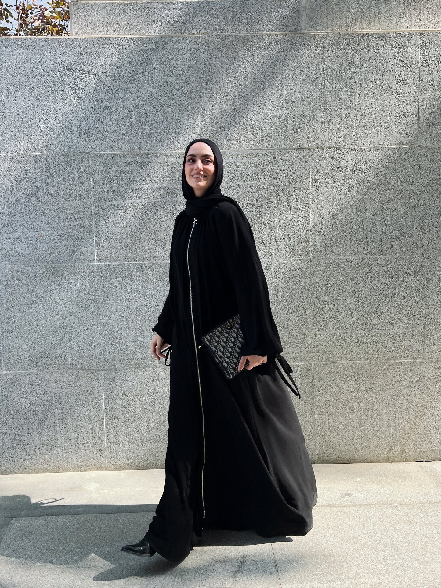 Full Zipper Gather Abaya